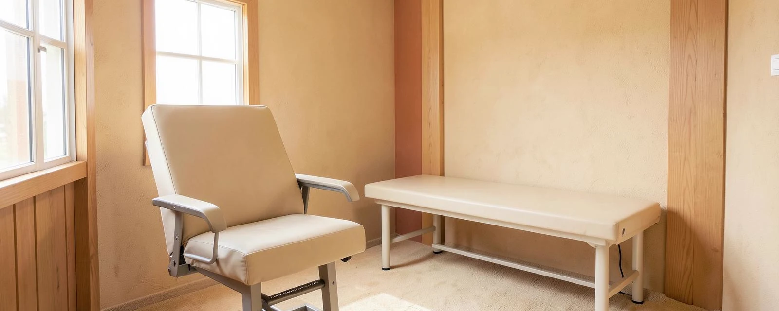A pathology collection room prepared for a blood test appointment