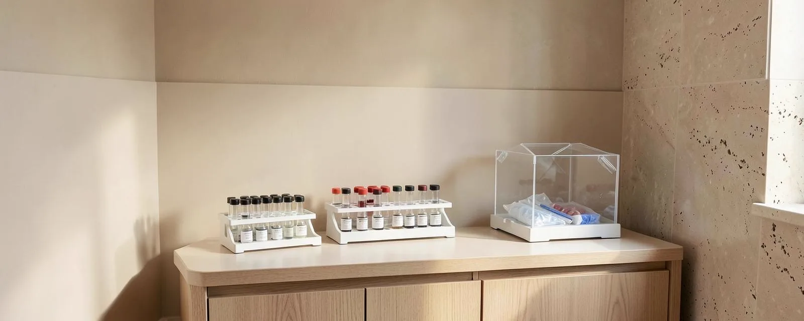A pathology collection room prepared for sample collection